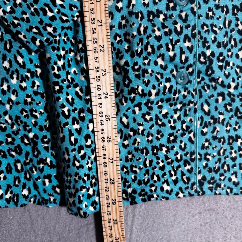 Kim Rogers Intimates Teal Leopard Print Pajama Set Cotton Button Down Mens L - Picture 4 of 7